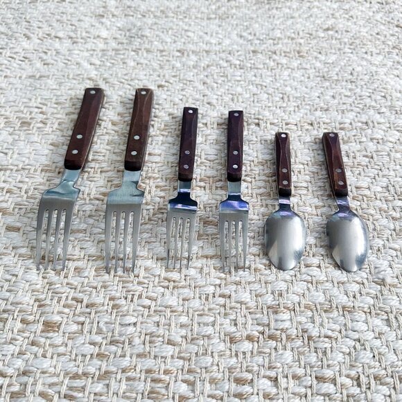 Vintage Wood‑Handle Flatware Set (6 Pc) Japan—Forks & Spoons - Picture 3 of 6